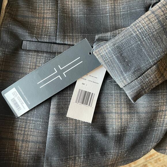 NWT Liverpool Los Angeles Brown Black Plaid Stretch Blazer Jacket Single Button - Picture 8 of 8